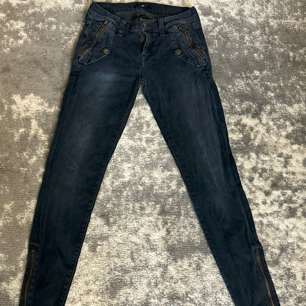 7 For All Mankind Women’s Jeans Skinny Mid-Rise Zip Ankle Size 25